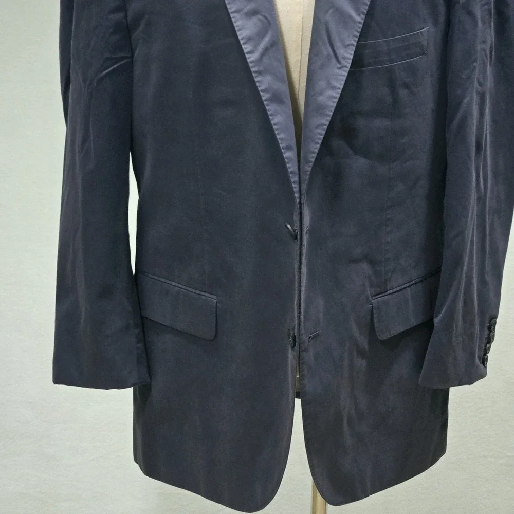 J Hilburn Sport Coat Blazer Wool Jacket Mens Vintage Blue Size 40-42 Lined